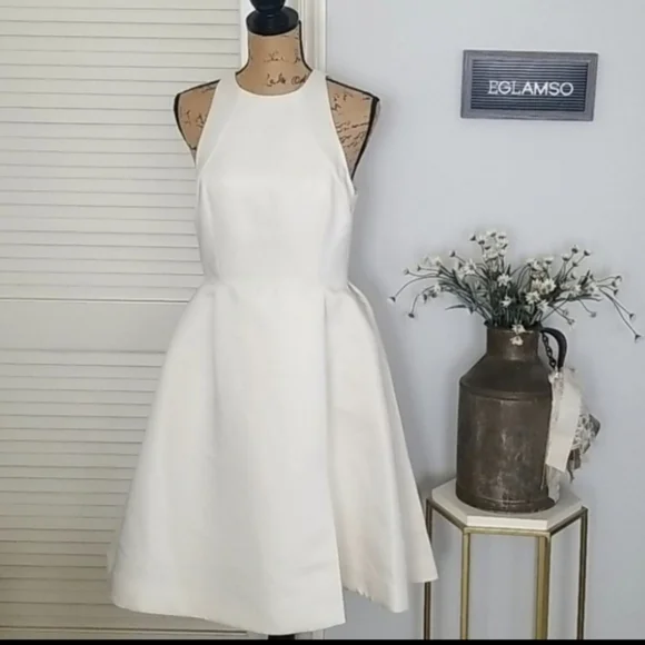 "Elegant Flair: Halston Heritage Satin Fit-and-Flare Dress" - Picture 2 of 10